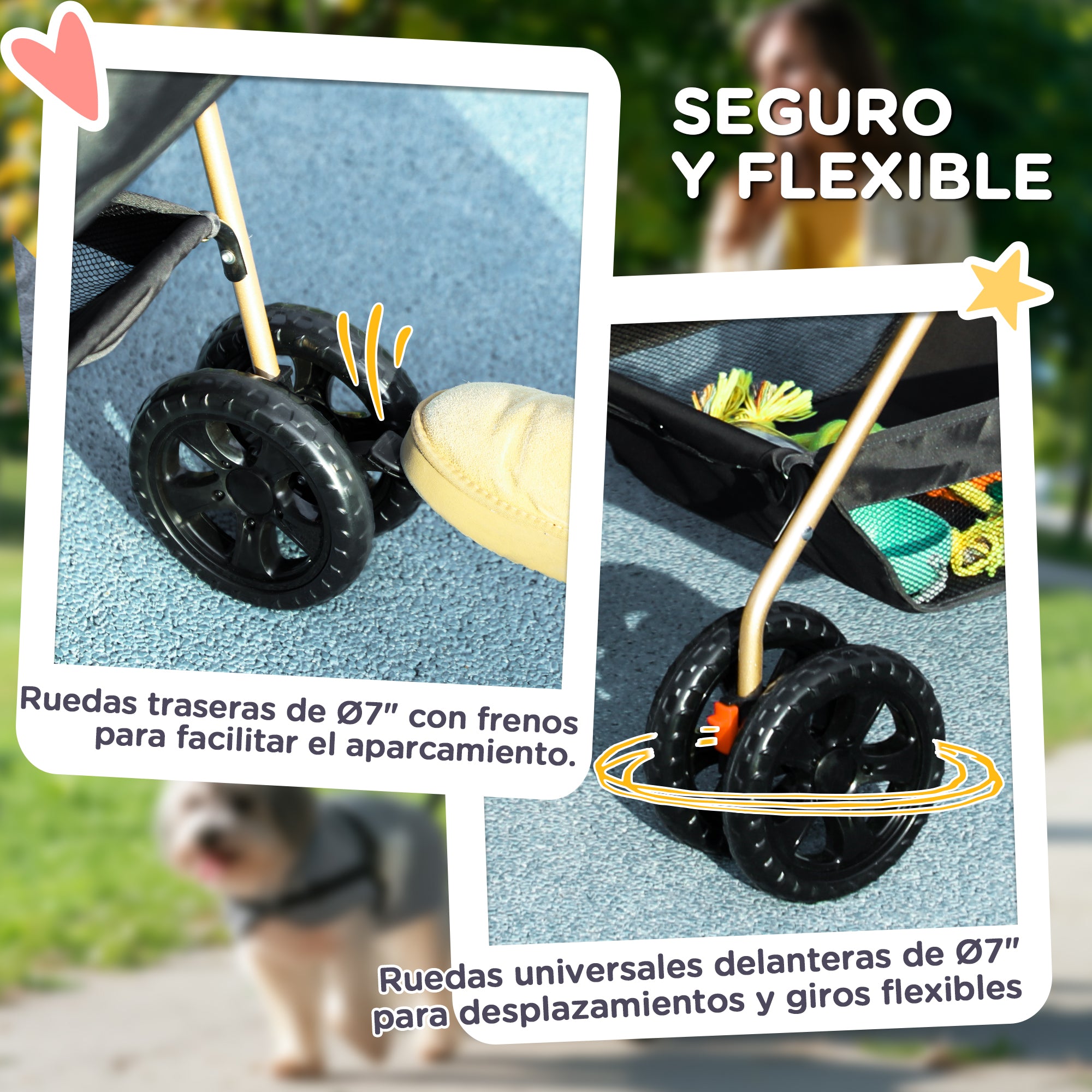 Foldable 3 in 1 Dog Stroller Pet Stroller for Small Dogs with Storage Basket Mesh Window Cup Holder and 2 Universal Wheels 76x50x102 cm Black