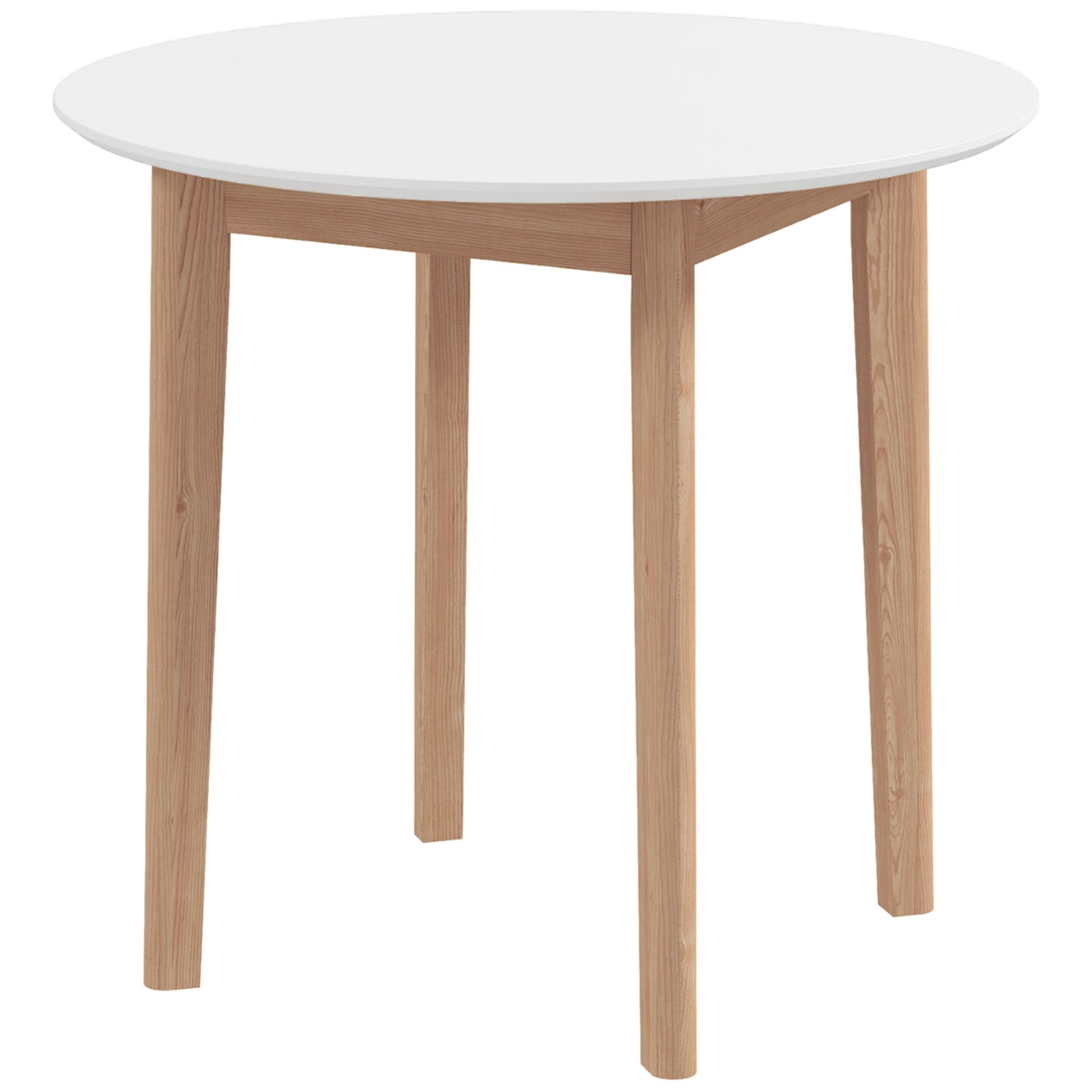 Dining Table, Round Kitchen Table for 2 Persons, Dining Table with Country Style, for Living Room, Solid Wood, Ø75 x 76 cm, White