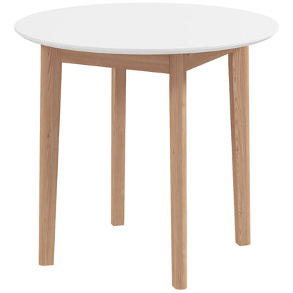 Dining Table, Round Kitchen Table for 2 Persons, Dining Table with Country Style, for Living Room, Solid Wood, Ø75 x 76 cm, White