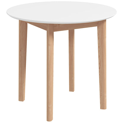 Dining Table, Round Kitchen Table for 2 Persons, Dining Table with Country Style, for Living Room, Solid Wood, Ø75 x 76 cm, White