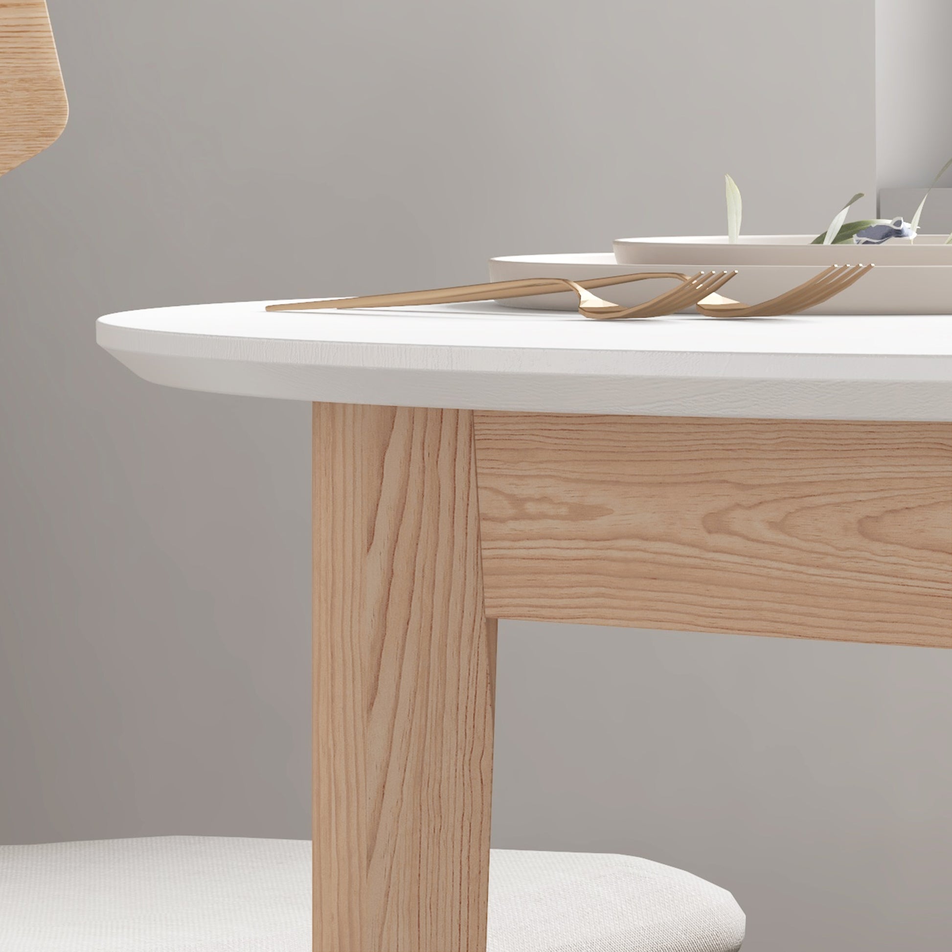 Dining Table, Round Kitchen Table for 2 Persons, Dining Table with Country Style, for Living Room, Solid Wood, Ø75 x 76 cm, White