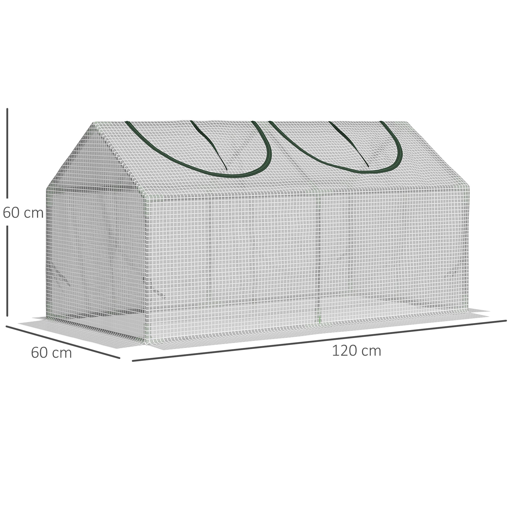 Greenhouse with Window, PE Grid Film, Steel Frame Greenhouse, for Balcony, Garden, 120x60x60cm, Tomato Greenhouse for Vegetables, Flowers, Plants, White