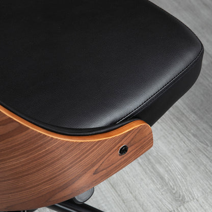 Swivel Office Chair Ergonomic Desk Chair Upholstered in PU Leather with Adjustable Height Rocking Function for Living Room Bedroom Office 53x62x87 cm Black