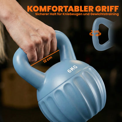 SPORTNOW 6 kg (13.2 lb) Sand-Filled Kettlebell — Blue, Non-Slip Handle, Stable Base — Home Strength Training