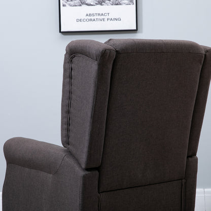 Wingback Chair with Tufting, High Backrest, Upholstered Lounge Chair with Rounded Armrests, Wooden Legs, for Bedroom, Living Room, up to 160 kg, Brown