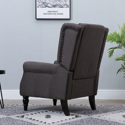 Wingback Chair with Tufting, High Backrest, Upholstered Lounge Chair with Rounded Armrests, Wooden Legs, for Bedroom, Living Room, up to 160 kg, Brown