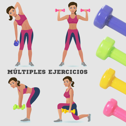 Dumbbell Set, 4 Pack Dumbbells, Dumbbell Set with Case made of Cast Iron, Portable, 0.5kg, 1kg, 1.5kg, 2kg Dumbbells for Men and Women, Dumbbell Set for Home, Gym, Strength Training