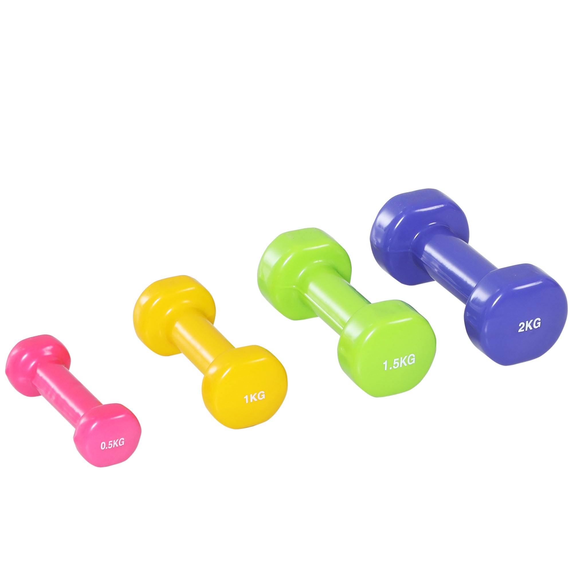 Dumbbell Set, 4 Pack Dumbbells, Dumbbell Set with Case made of Cast Iron, Portable, 0.5kg, 1kg, 1.5kg, 2kg Dumbbells for Men and Women, Dumbbell Set for Home, Gym, Strength Training