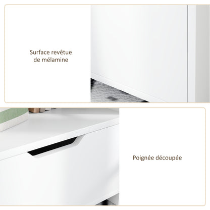 Bedside Table Nightstand with Drawer, Compartment, and Storage Shelves Wood Effect - 45 x 35 x 73 cm White