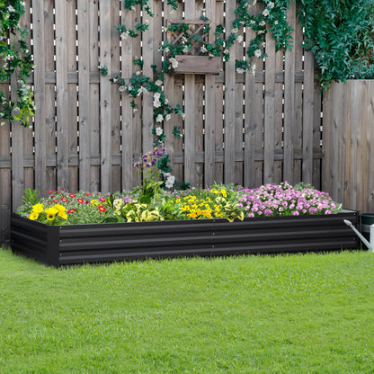 Raised Bed Steel, Plant Bed Cold Frame Garden Bed Planter Box plug-in, Plant Box Planter Pot Vegetable Bed 241x90.5x30cm for Garden Terrace, for Flowers, Plants, Fruit, Vegetables, Grey