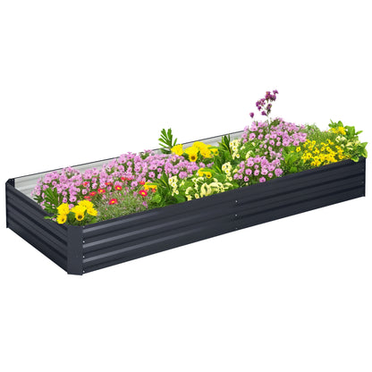 Raised Bed Steel, Plant Bed Cold Frame Garden Bed Planter Box plug-in, Plant Box Planter Pot Vegetable Bed 241x90.5x30cm for Garden Terrace, for Flowers, Plants, Fruit, Vegetables, Grey