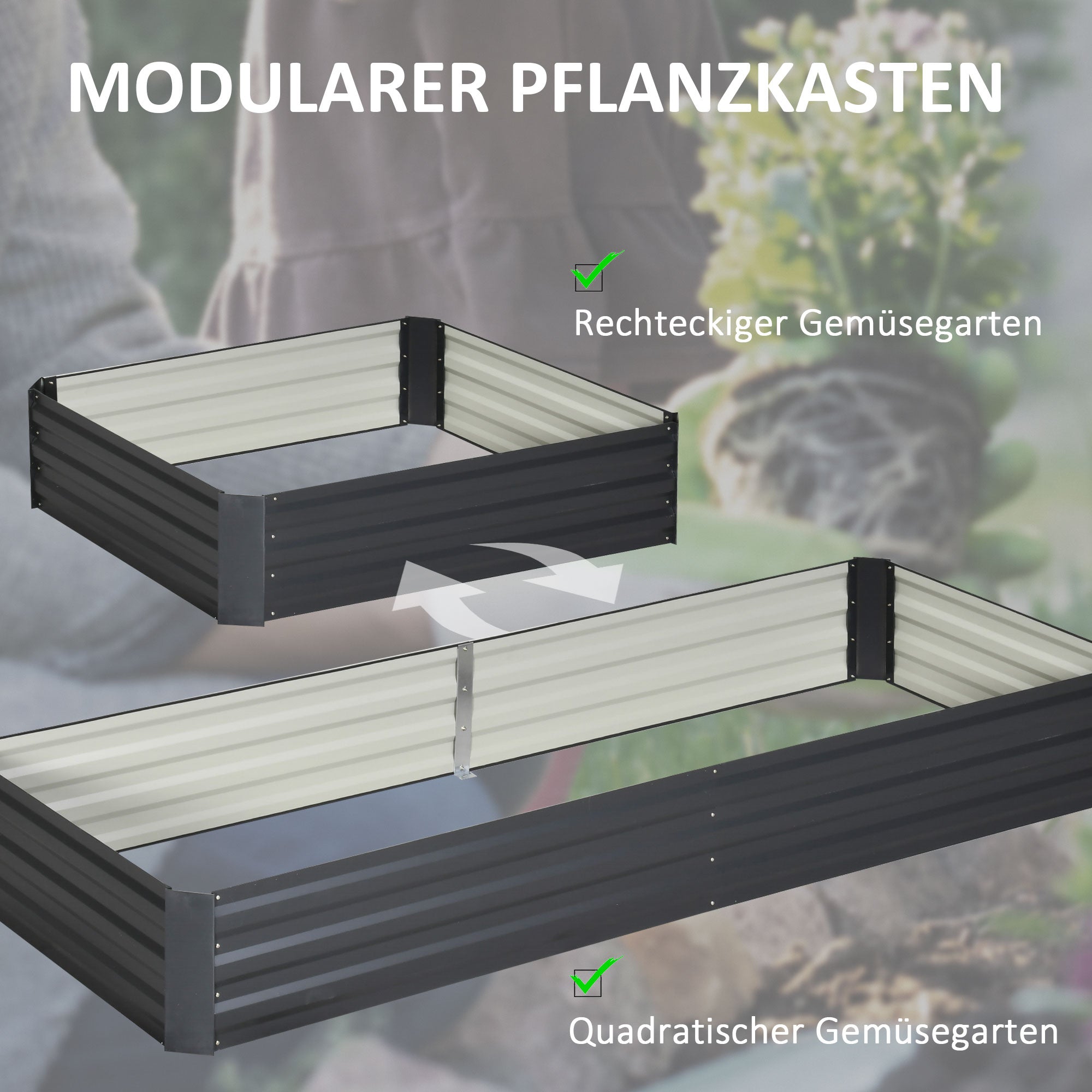 Raised Bed Steel, Plant Bed Cold Frame Garden Bed Planter Box plug-in, Plant Box Planter Pot Vegetable Bed 241x90.5x30cm for Garden Terrace, for Flowers, Plants, Fruit, Vegetables, Grey