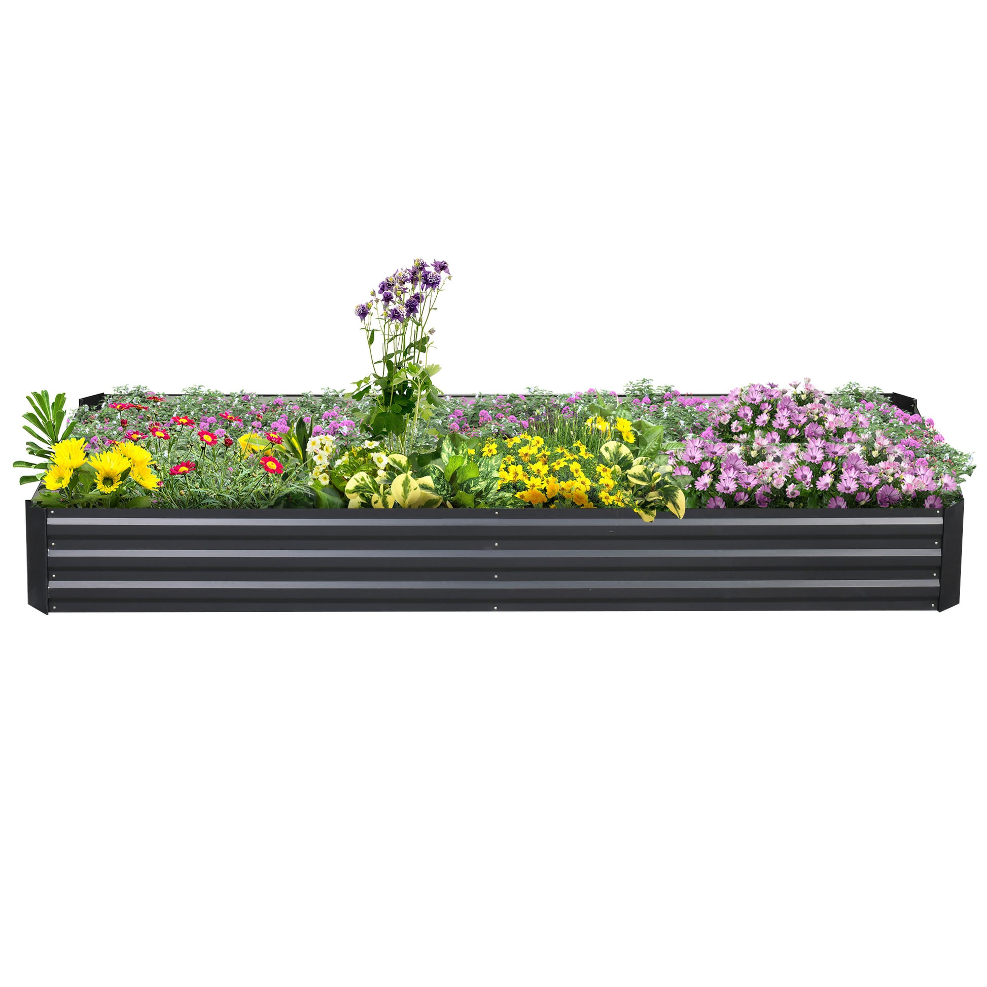Raised Bed Steel, Plant Bed Cold Frame Garden Bed Planter Box plug-in, Plant Box Planter Pot Vegetable Bed 241x90.5x30cm for Garden Terrace, for Flowers, Plants, Fruit, Vegetables, Grey