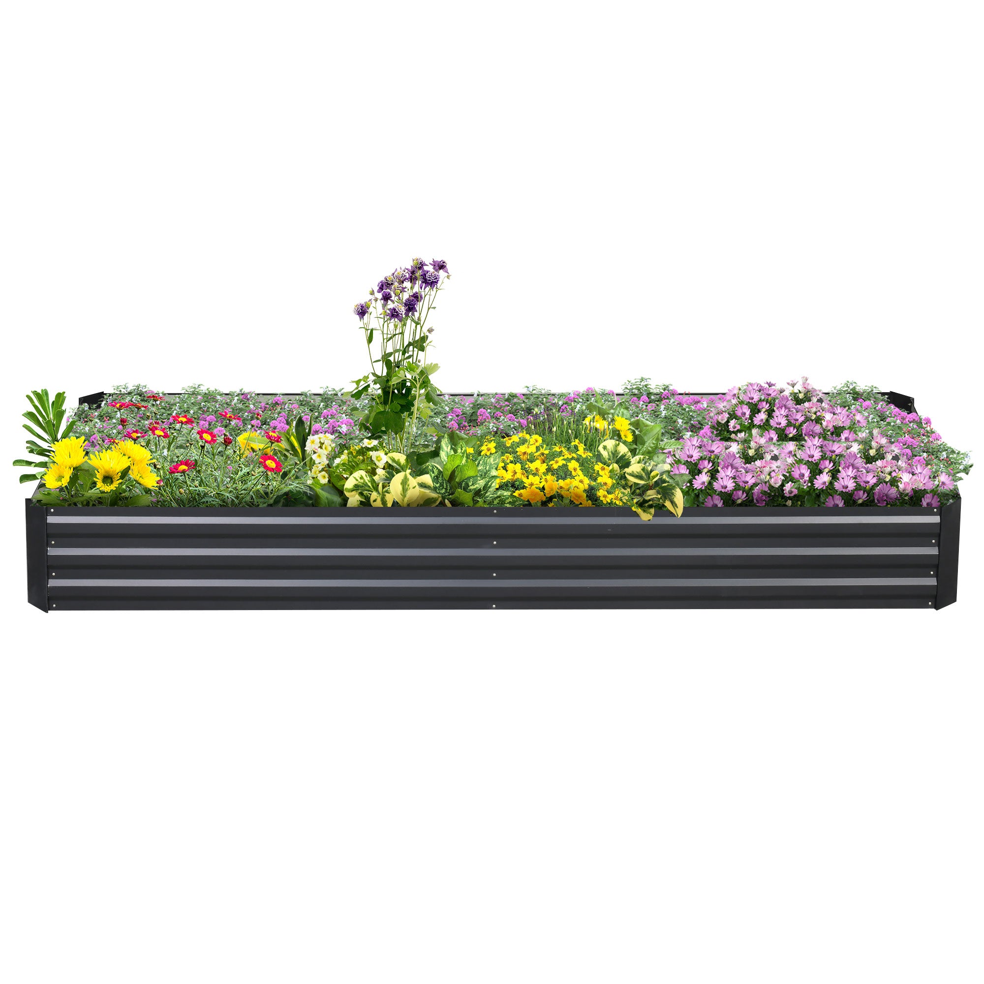Raised Bed Steel, Plant Bed Cold Frame Garden Bed Planter Box plug-in, Plant Box Planter Pot Vegetable Bed 241x90.5x30cm for Garden Terrace, for Flowers, Plants, Fruit, Vegetables, Grey