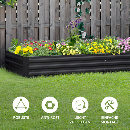 Raised Bed Steel, Plant Bed Cold Frame Garden Bed Planter Box plug-in, Plant Box Planter Pot Vegetable Bed 241x90.5x30cm for Garden Terrace, for Flowers, Plants, Fruit, Vegetables, Grey
