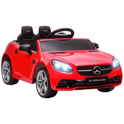 12V Kids Electric Car, Children's Vehicle with 2.4G Remote Control, Electric Vehicle with LED Headlights, Safety Belt, Horn, Music, Mercedes SLC 300 Children's Car for Children from 3 Years, Red