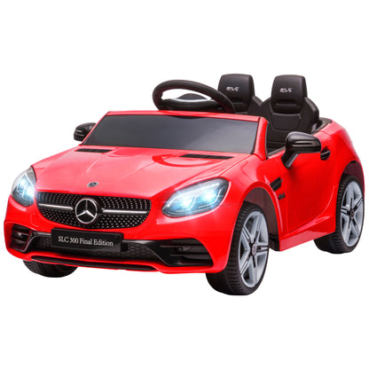 12V Kids Electric Car, Children's Vehicle with 2.4G Remote Control, Electric Vehicle with LED Headlights, Safety Belt, Horn, Music, Mercedes SLC 300 Children's Car for Children from 3 Years, Red