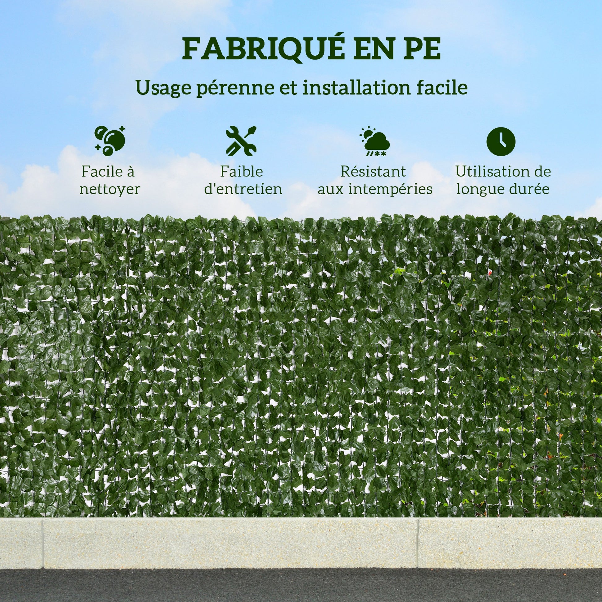 Artificial Ivy Hedge Windbreak Decoration Roll 3L x 1.5H m Realistic Anti-UV Dark Green