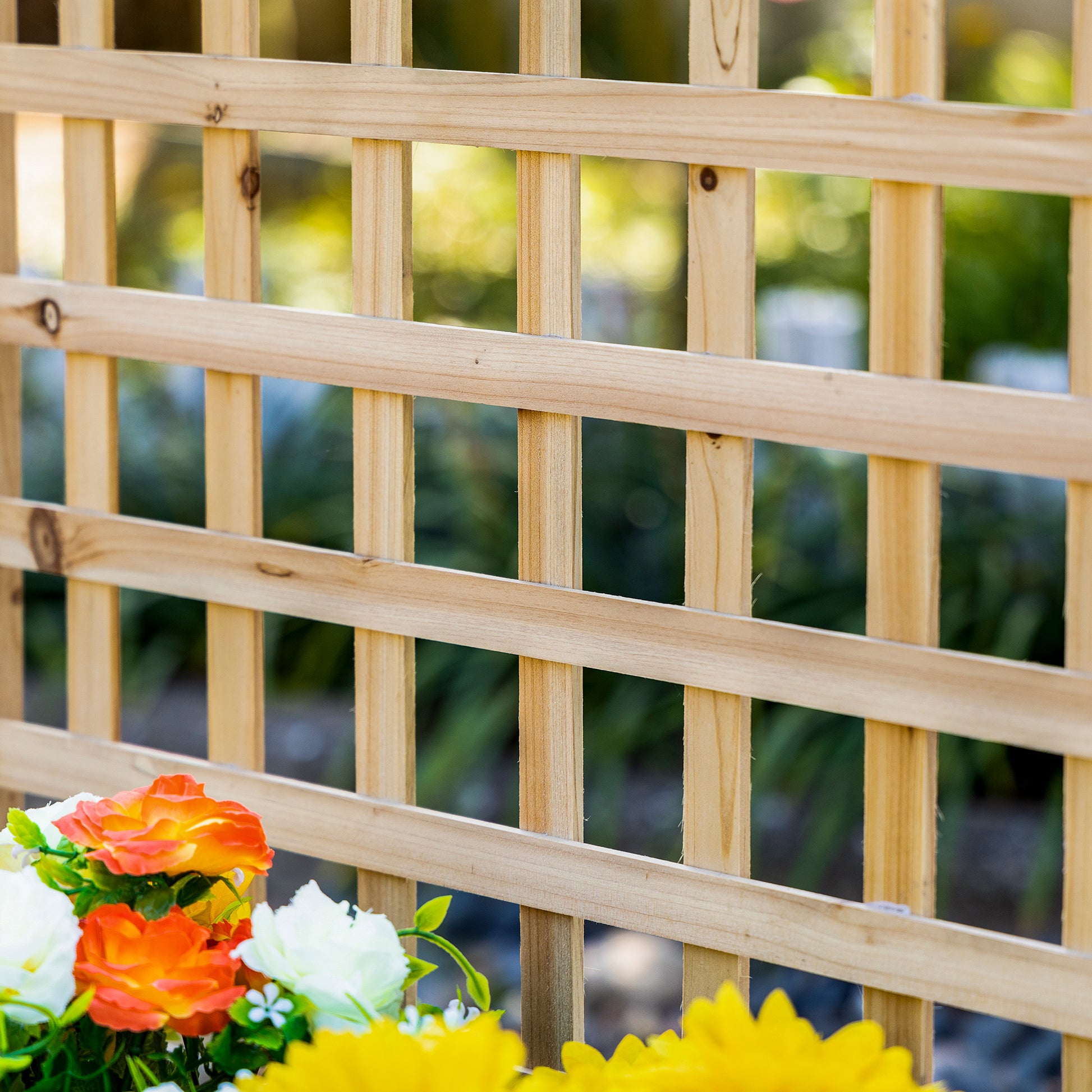 Raised Garden Bed Planter Box with Trellis Flower Box Trellis Arch with Trellis Support for Climbing Plants Garden Wood Natural 64 x 28 x 120 cm