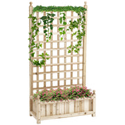 Raised Garden Bed Planter Box with Trellis Flower Box Trellis Arch with Trellis Support for Climbing Plants Garden Wood Natural 64 x 28 x 120 cm