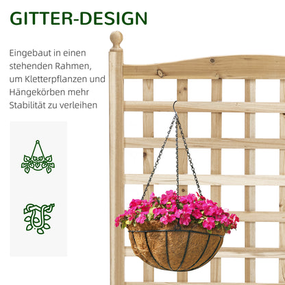 Raised Garden Bed Planter Box with Trellis Flower Box Trellis Arch with Trellis Support for Climbing Plants Garden Wood Natural 64 x 28 x 120 cm