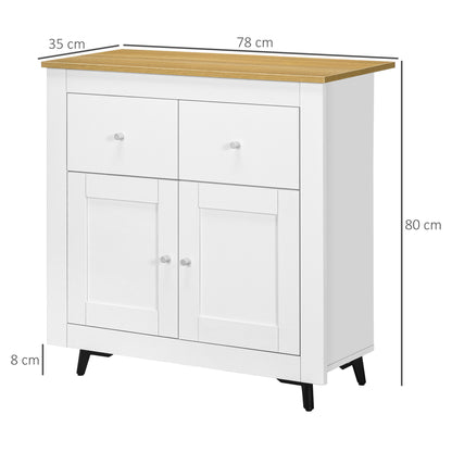 Kitchen Sideboard Buffet Cabinet with Double Doors and 2 Drawers for Living Room Entrance Office 78x35x80 cm White
