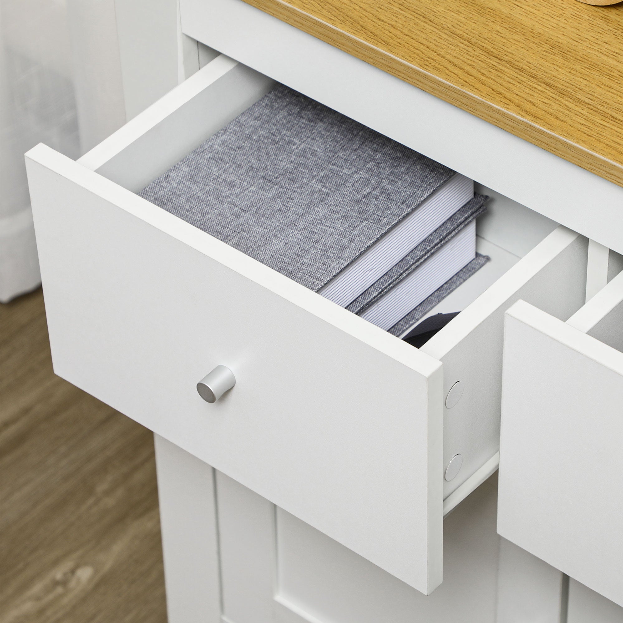 Kitchen Sideboard Buffet Cabinet with Double Doors and 2 Drawers for Living Room Entrance Office 78x35x80 cm White