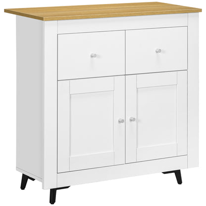 Kitchen Sideboard Buffet Cabinet with Double Doors and 2 Drawers for Living Room Entrance Office 78x35x80 cm White