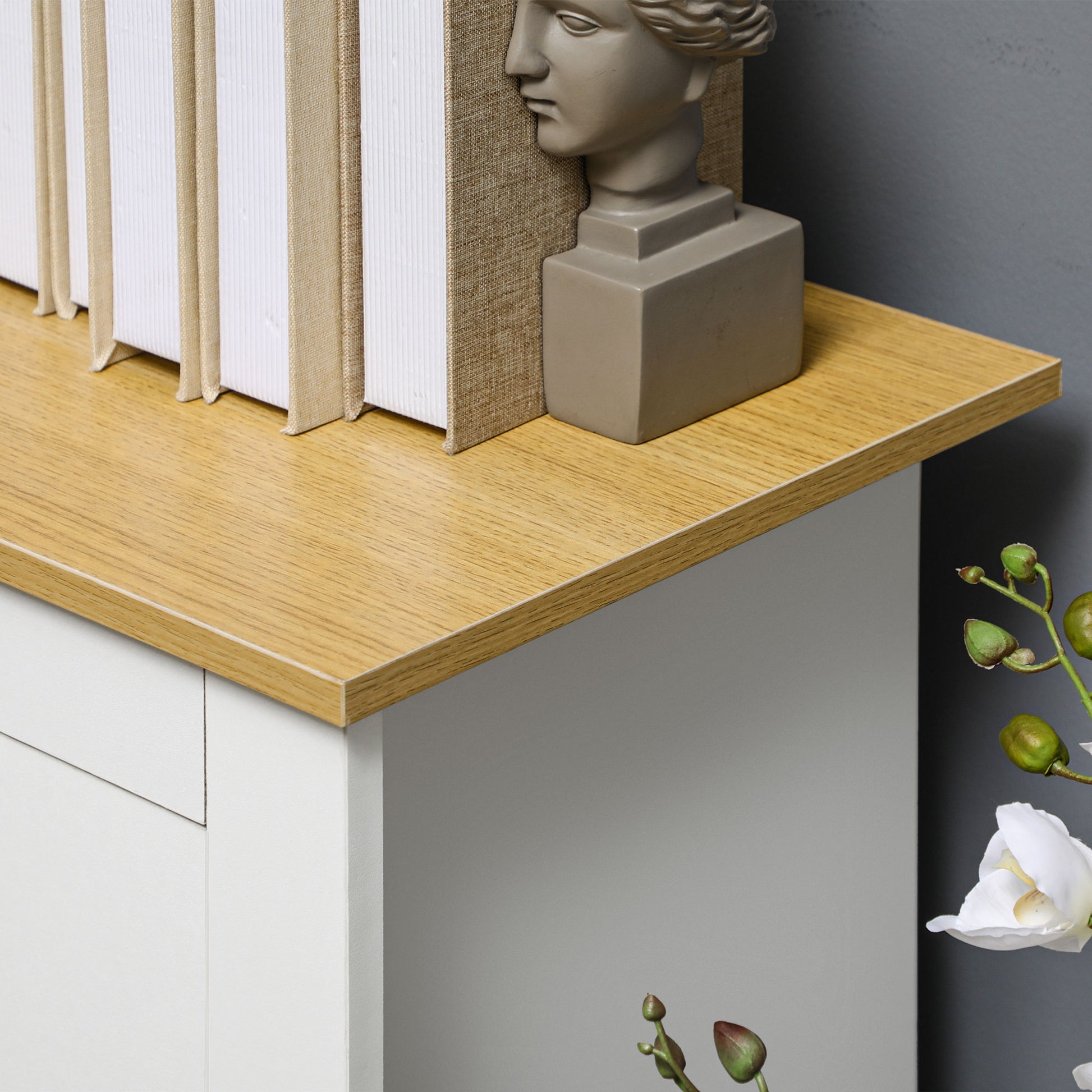 Kitchen Sideboard Buffet Cabinet with Double Doors and 2 Drawers for Living Room Entrance Office 78x35x80 cm White