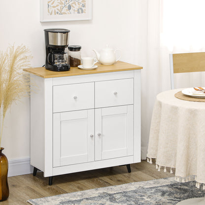 Kitchen Sideboard Buffet Cabinet with Double Doors and 2 Drawers for Living Room Entrance Office 78x35x80 cm White