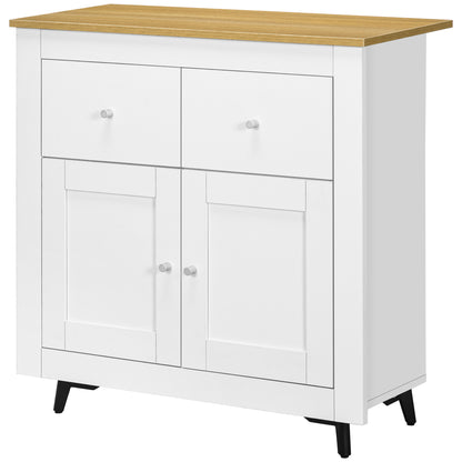 Kitchen Sideboard Buffet Cabinet with Double Doors and 2 Drawers for Living Room Entrance Office 78x35x80 cm White