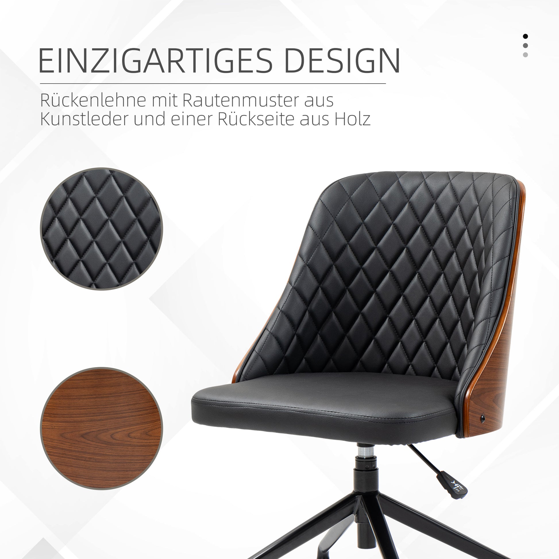 Office Chair Desk Chair Swivel Chair Home-Office Chair Adjustable Height Ergonomic 360° Swivel Wheels Foam PU Black 48.5 x 54.5 x 81-87 cm