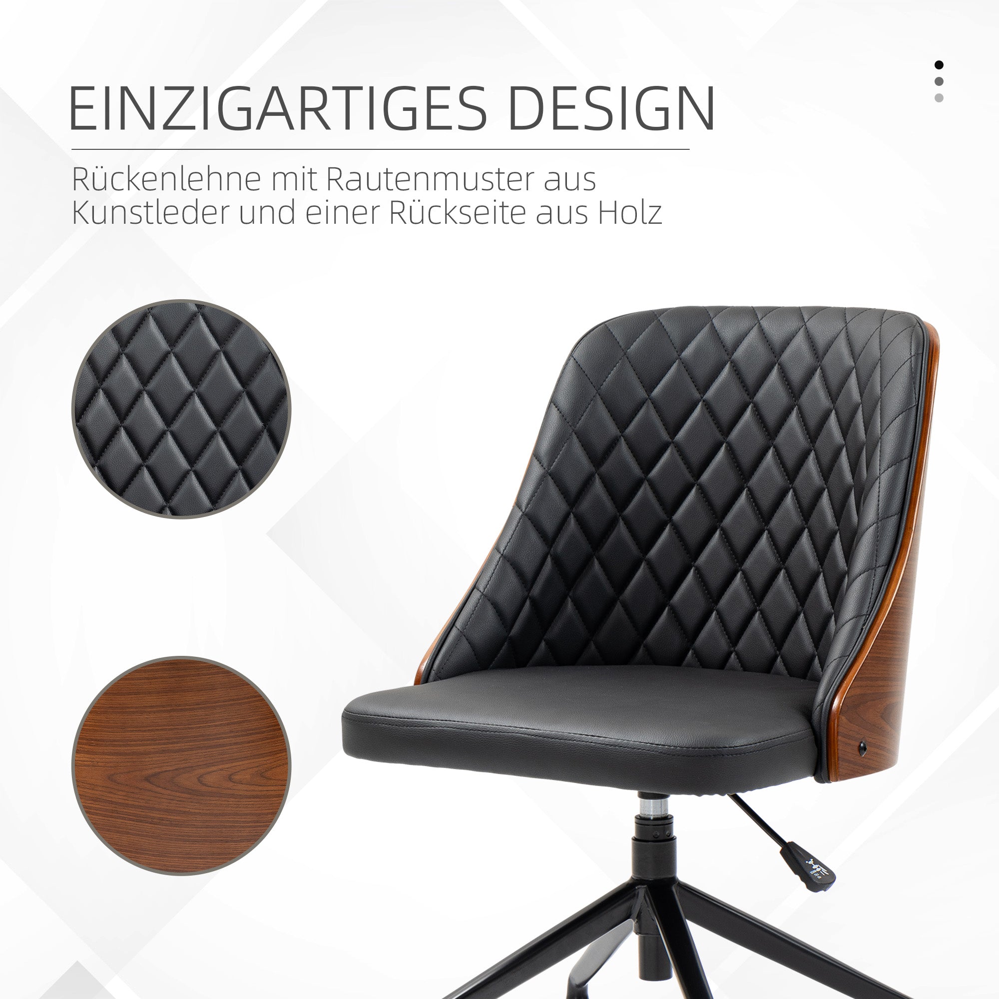 Office Chair Desk Chair Swivel Chair Home-Office Chair Adjustable Height Ergonomic 360° Swivel Wheels Foam PU Black 48.5 x 54.5 x 81-87 cm