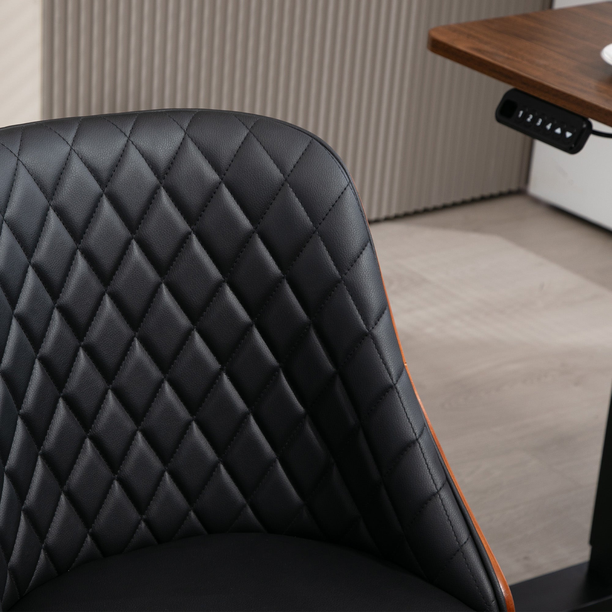Office Chair Desk Chair Swivel Chair Home-Office Chair Adjustable Height Ergonomic 360° Swivel Wheels Foam PU Black 48.5 x 54.5 x 81-87 cm