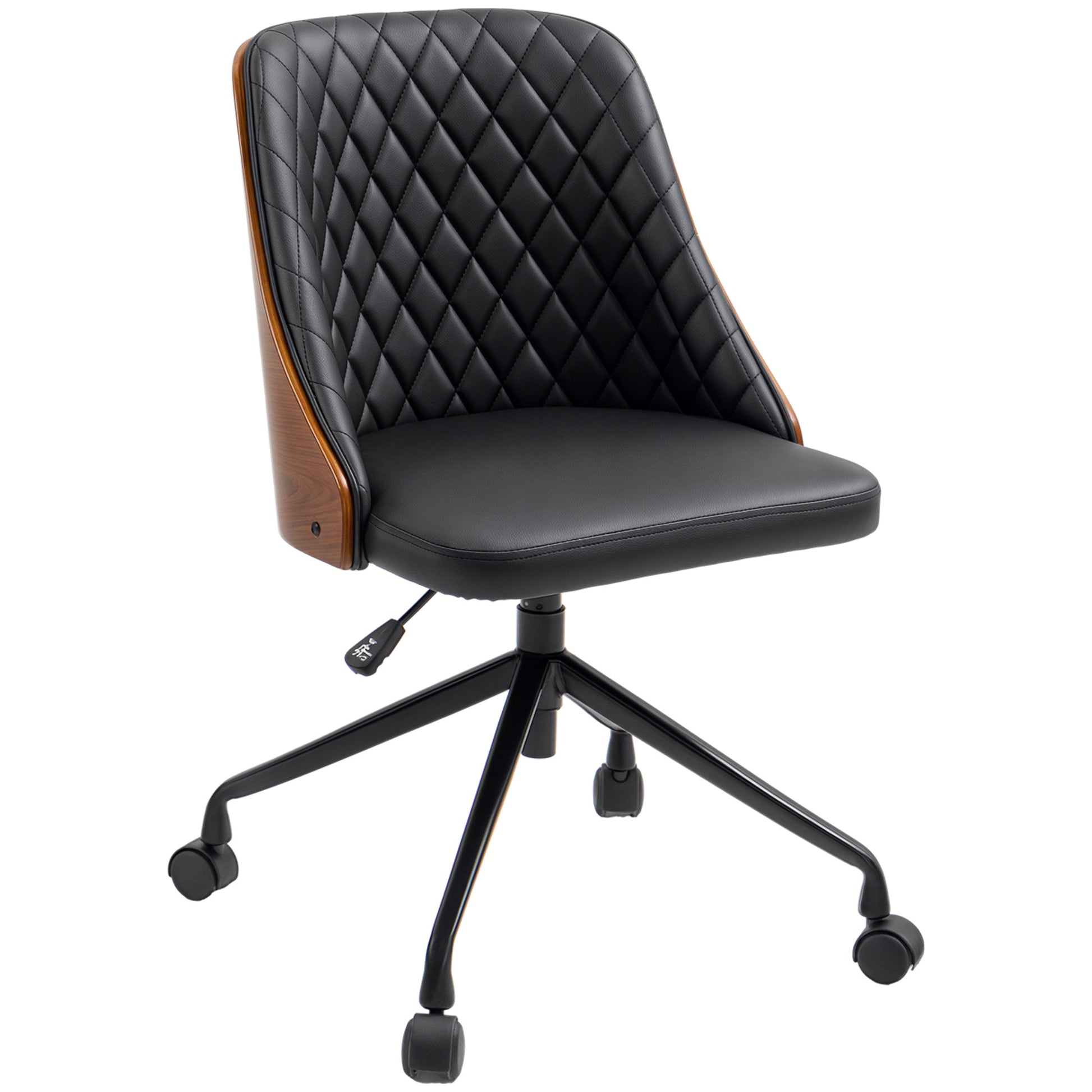 Office Chair Desk Chair Swivel Chair Home-Office Chair Adjustable Height Ergonomic 360° Swivel Wheels Foam PU Black 48.5 x 54.5 x 81-87 cm