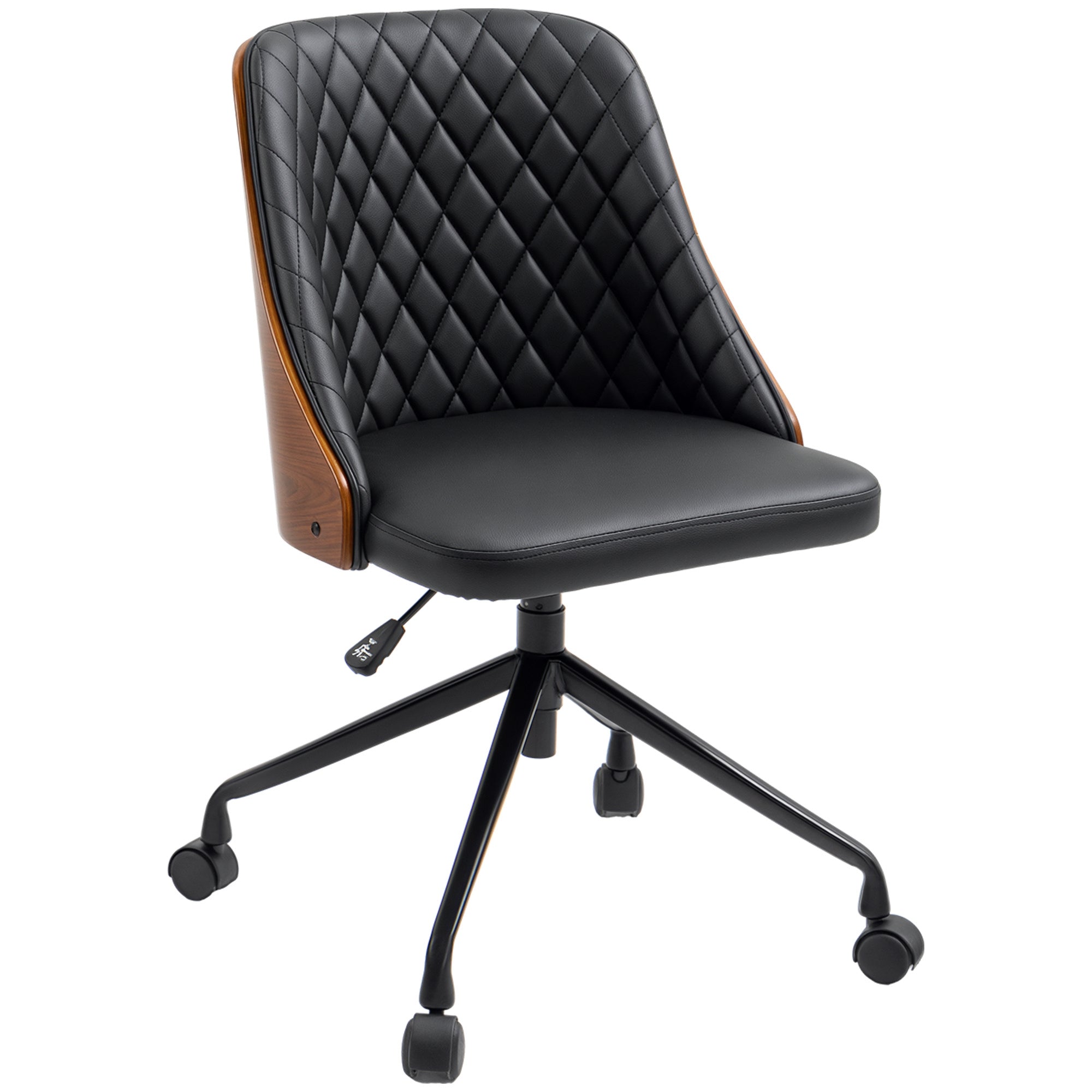 Office Chair Desk Chair Swivel Chair Home-Office Chair Adjustable Height Ergonomic 360° Swivel Wheels Foam PU Black 48.5 x 54.5 x 81-87 cm