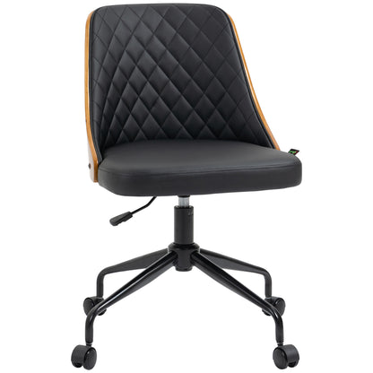 Office Chair Desk Chair Swivel Chair Home-Office Chair Adjustable Height Ergonomic 360° Swivel Wheels Foam PU Black 48.5 x 54.5 x 81-87 cm