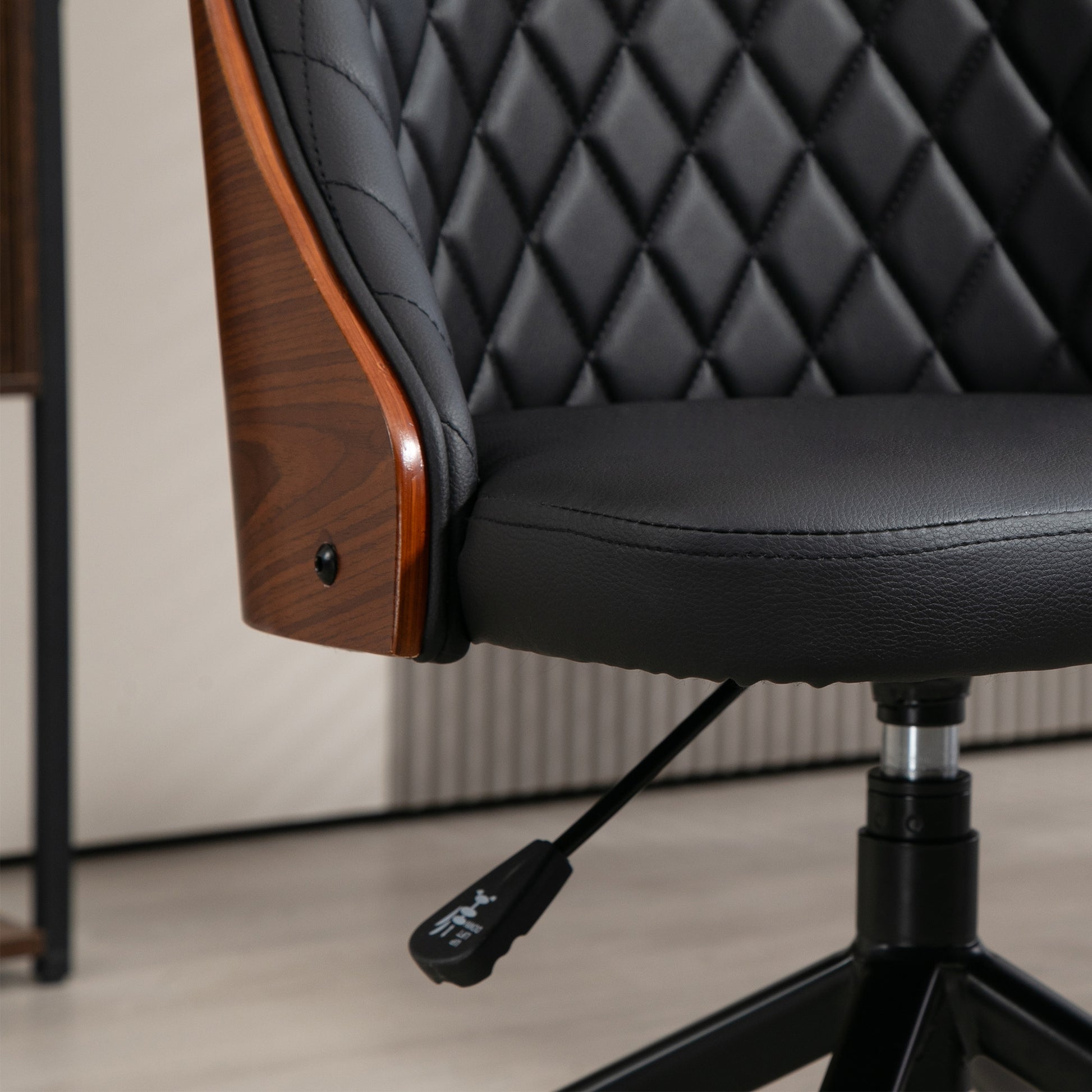 Office Chair Desk Chair Swivel Chair Home-Office Chair Adjustable Height Ergonomic 360° Swivel Wheels Foam PU Black 48.5 x 54.5 x 81-87 cm