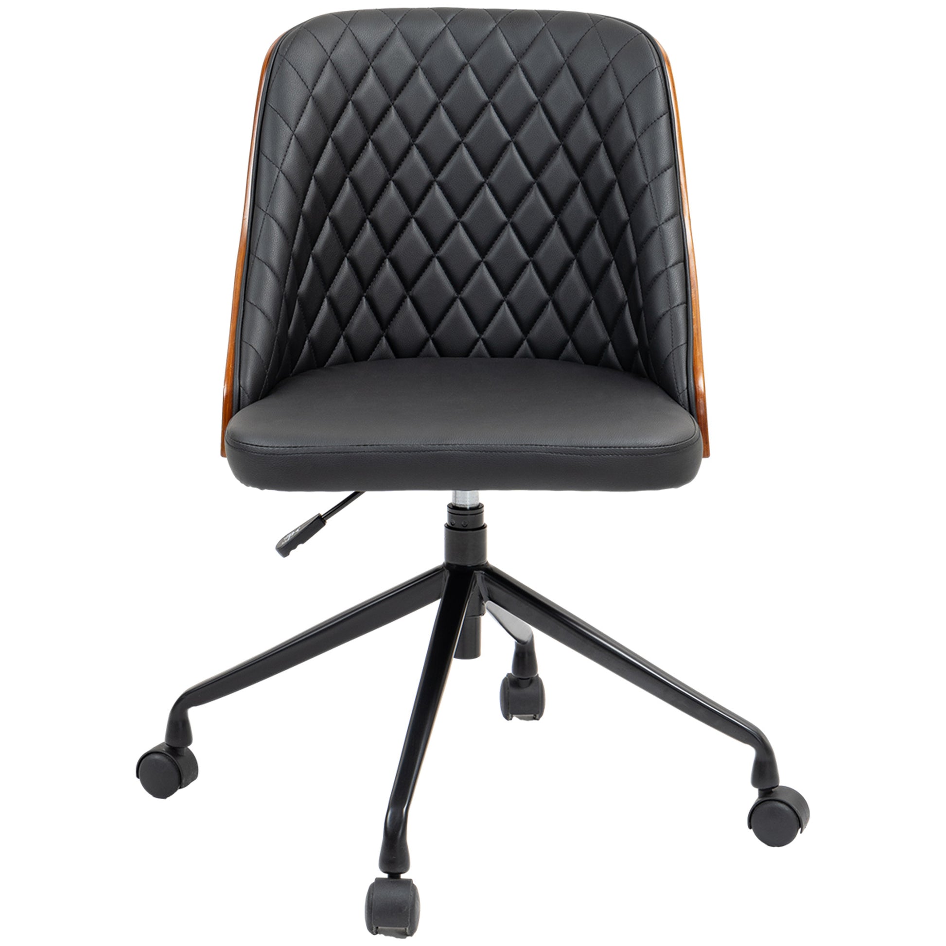 Office Chair Desk Chair Swivel Chair Home-Office Chair Adjustable Height Ergonomic 360° Swivel Wheels Foam PU Black 48.5 x 54.5 x 81-87 cm