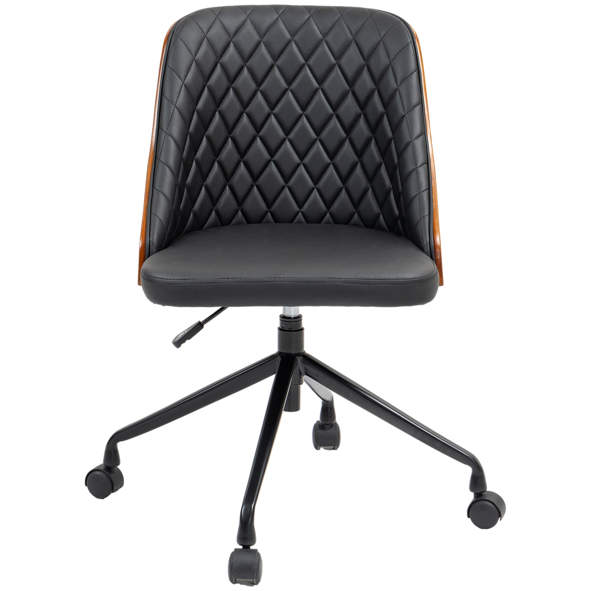 Office Chair Desk Chair Swivel Chair Home-Office Chair Adjustable Height Ergonomic 360° Swivel Wheels Foam PU Black 48.5 x 54.5 x 81-87 cm