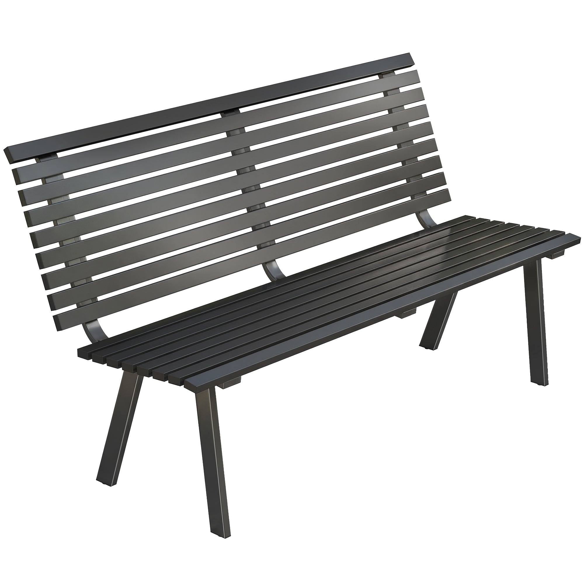 3-Seater Weather-Resistant Metal Garden Bench, Slatted Design, Up to 529 lb Capacity — 154 x 68 x 88 cm (60.6 x 26.8 x 34.6 in), Black