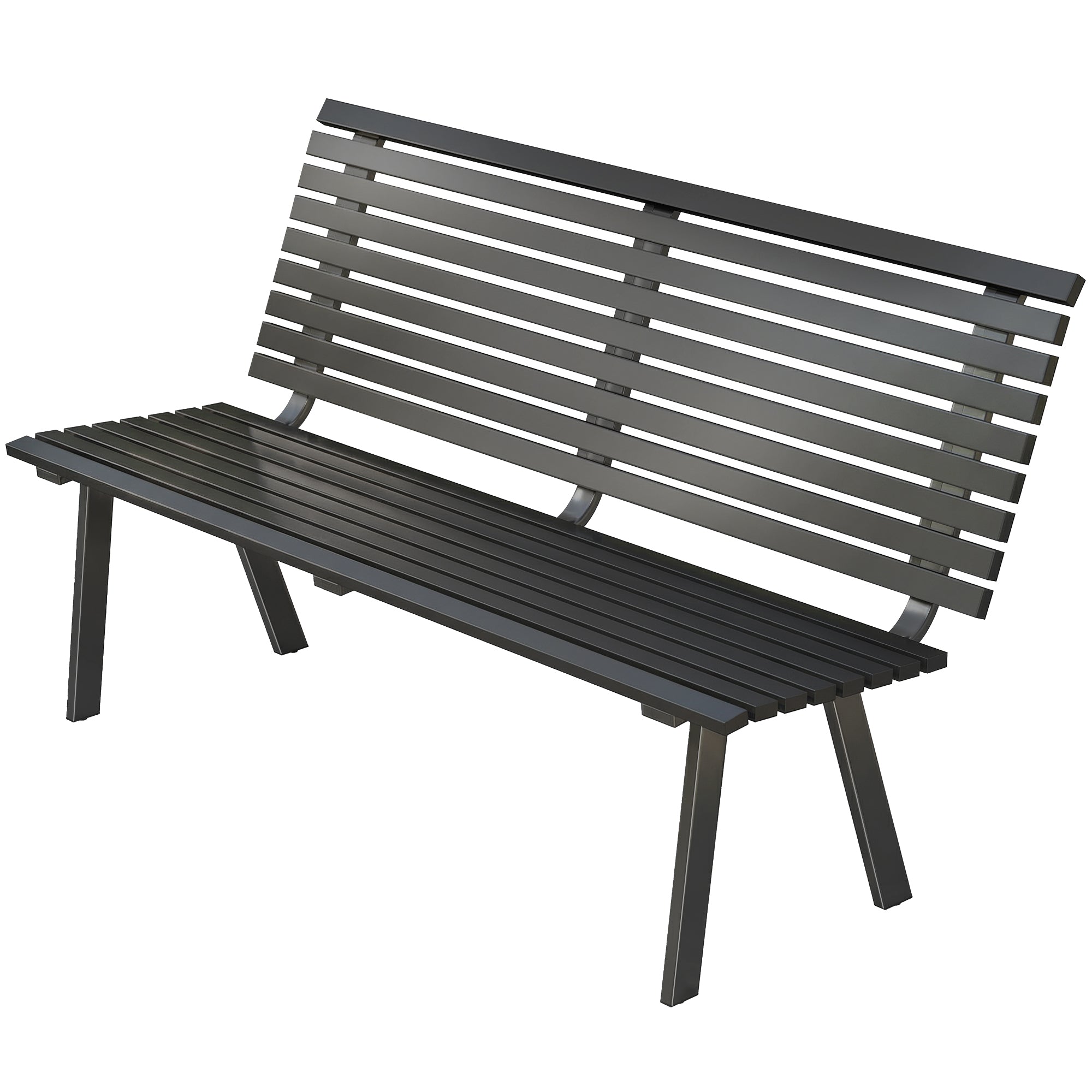 3-Seater Weather-Resistant Metal Garden Bench, Slatted Design, Up to 529 lb Capacity — 154 x 68 x 88 cm (60.6 x 26.8 x 34.6 in), Black