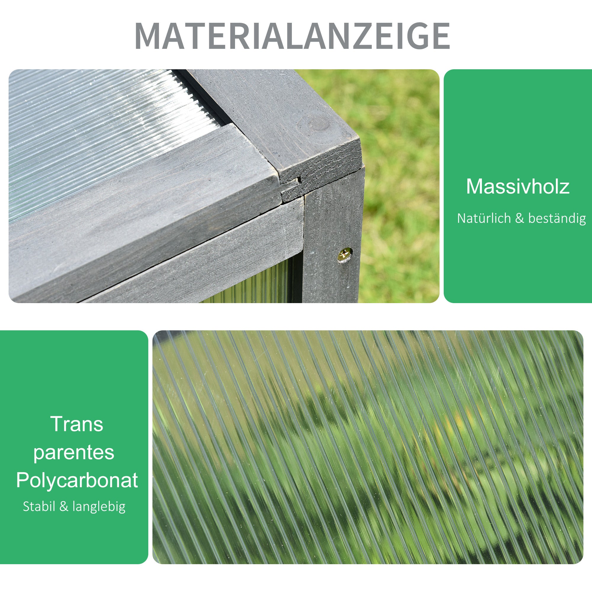 Cold Frame Wood, Mini Greenhouse 100 x 65 x 40 cm, Greenhouse with Cover, UV Protection, Light-Transmitting Cold Frame Box, Winterproof Raised Bed for Garden, Gray
