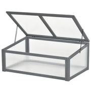 Cold Frame Wood, Mini Greenhouse 100 x 65 x 40 cm, Greenhouse with Cover, UV Protection, Light-Transmitting Cold Frame Box, Winterproof Raised Bed for Garden, Gray