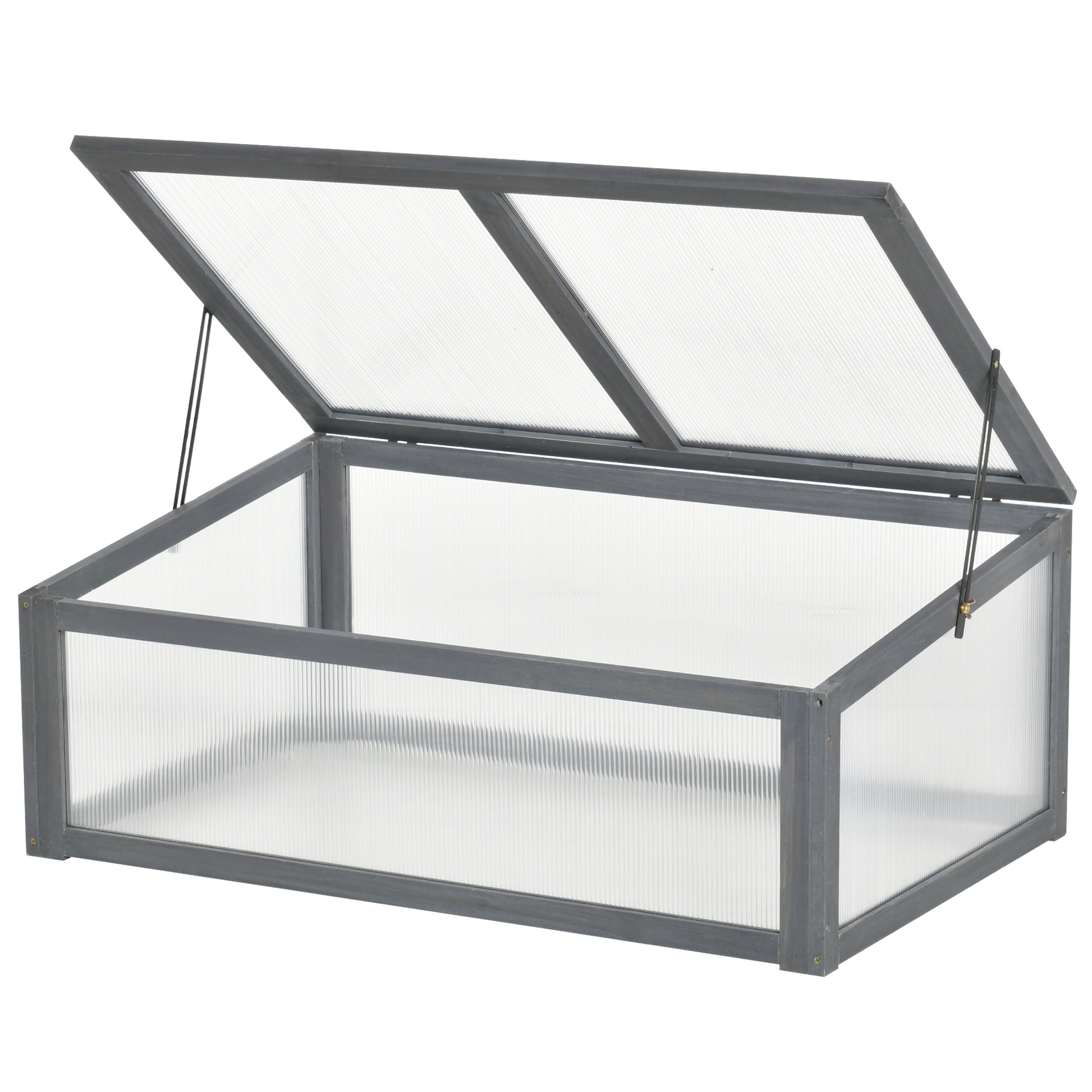 Cold Frame Wood, Mini Greenhouse 100 x 65 x 40 cm, Greenhouse with Cover, UV Protection, Light-Transmitting Cold Frame Box, Winterproof Raised Bed for Garden, Gray