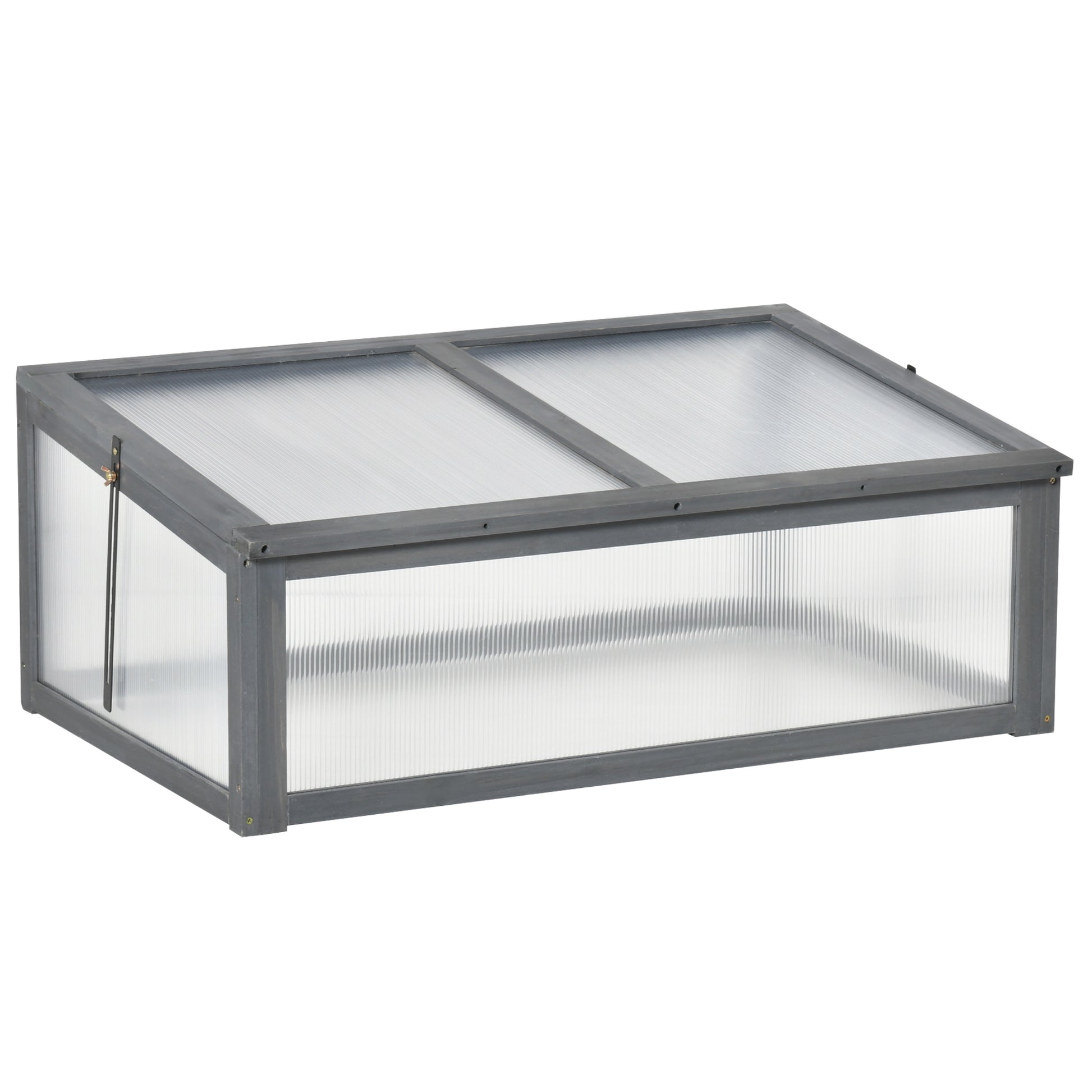 Cold Frame Wood, Mini Greenhouse 100 x 65 x 40 cm, Greenhouse with Cover, UV Protection, Light-Transmitting Cold Frame Box, Winterproof Raised Bed for Garden, Gray