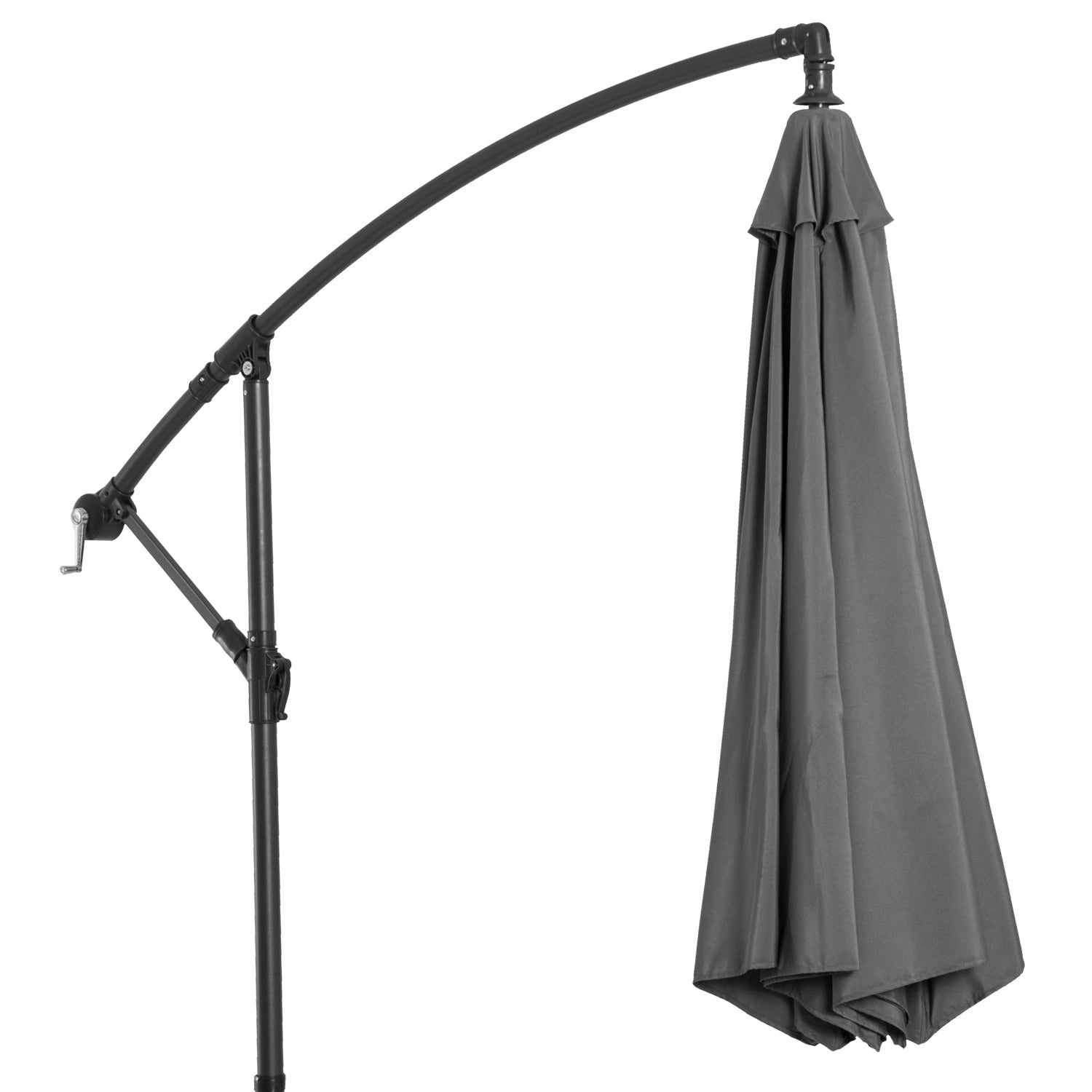 Cantilever Umbrella Ø300 cm Tiltable Sunshade with UV Protection Crank Umbrella with Stand, Crank Device, Market Umbrella Garden Umbrella Sun Protection for Balcony Garden Terrace Gray