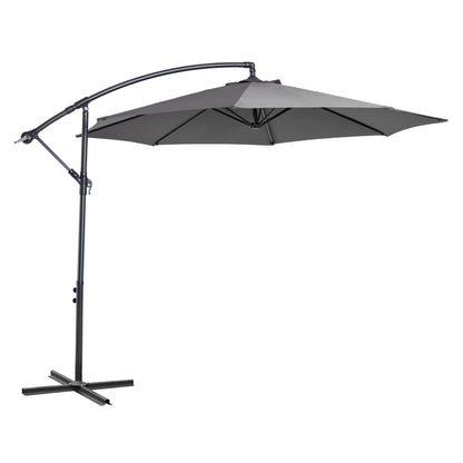Cantilever Umbrella Ø300 cm Tiltable Sunshade with UV Protection Crank Umbrella with Stand, Crank Device, Market Umbrella Garden Umbrella Sun Protection for Balcony Garden Terrace Gray