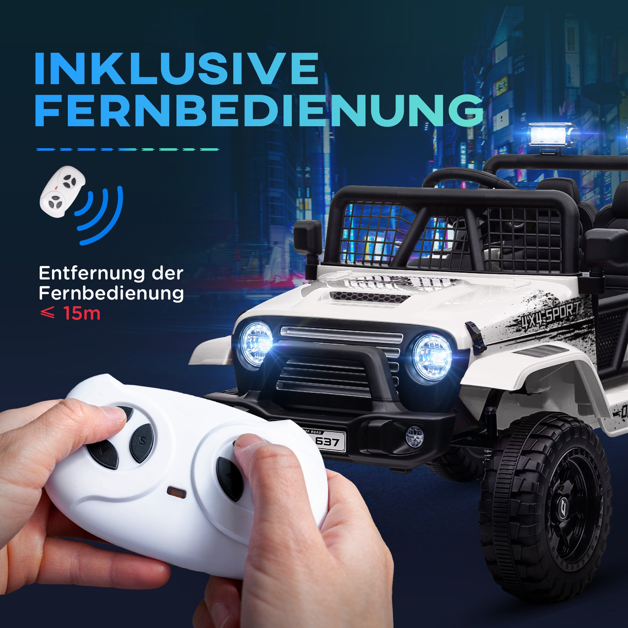 Children's Electric Car, 12V 3-5 km/h Electric Kids Car with 2.4G Remote Control, Shock Absorber, Electric Kids Vehicle with Music, Headlights, Horn, MP3, Electric Car for Kids 3-6 Years, White