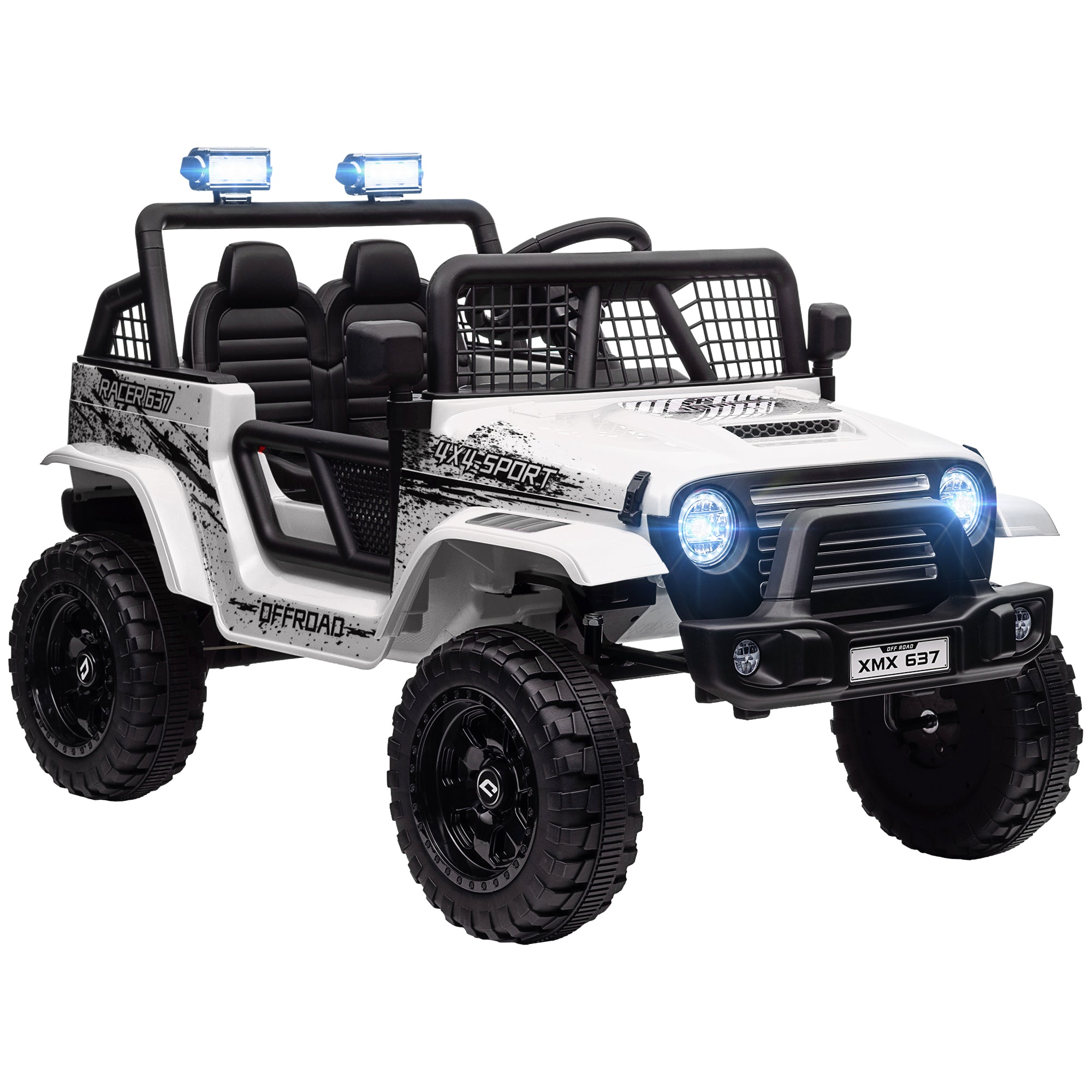 Children's Electric Car, 12V 3-5 km/h Electric Kids Car with 2.4G Remote Control, Shock Absorber, Electric Kids Vehicle with Music, Headlights, Horn, MP3, Electric Car for Kids 3-6 Years, White
